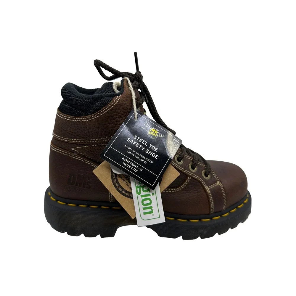 Dr. Martens Steel Toe Boots Mens 7 Womens 8 Brown New Industrial Safety Boots